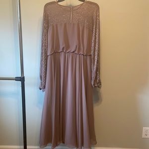 Midi Dress with linear yoke embellishment